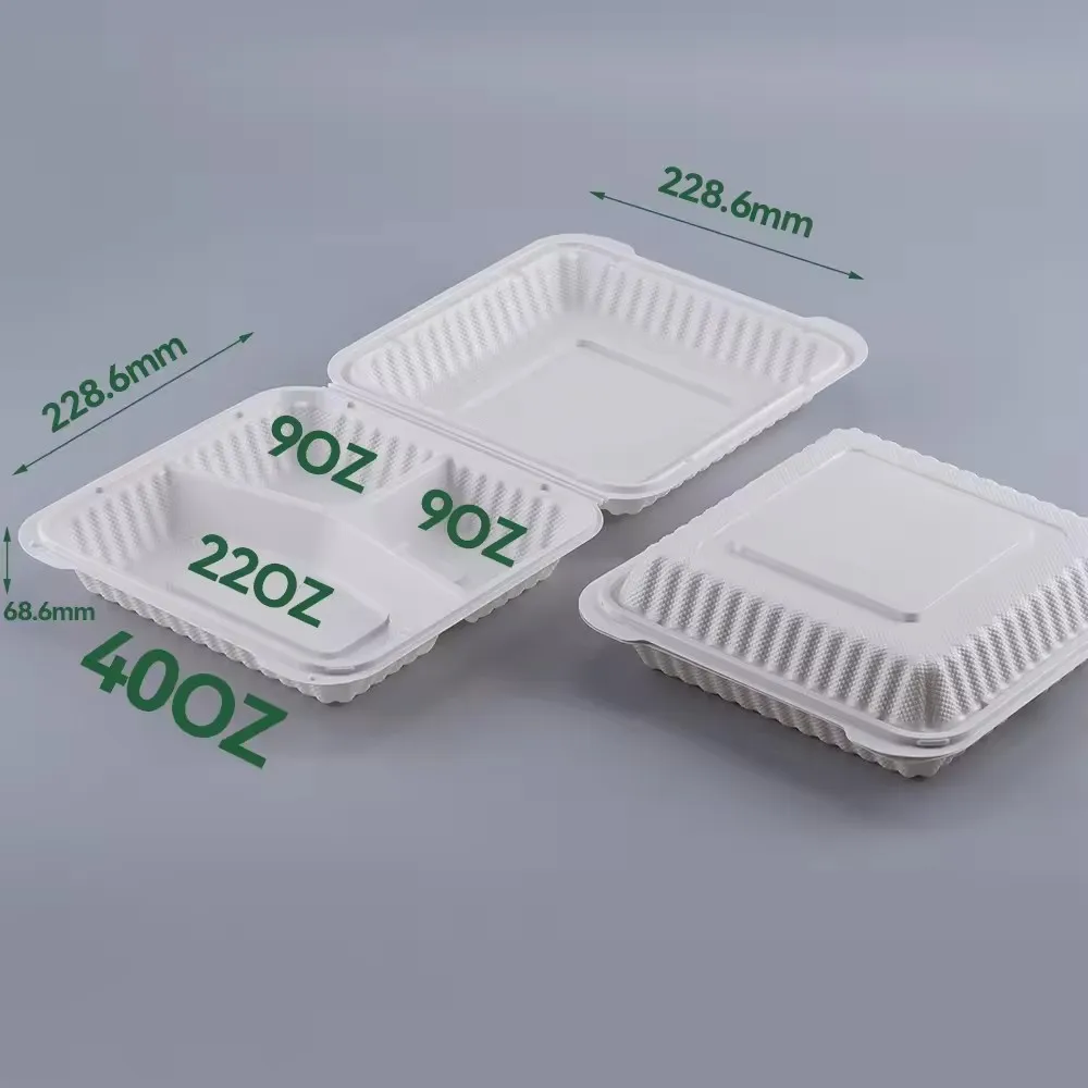 Restaurant Clamshell Hinged Lid Food Containers Microwave Safe Takeaway ...