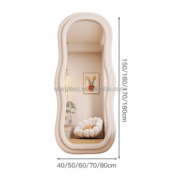 Custom Modern Style Luxury Arch Irregular Big Full Length Body Large Mirror Long Wavy Home Decor Wall Mirrors