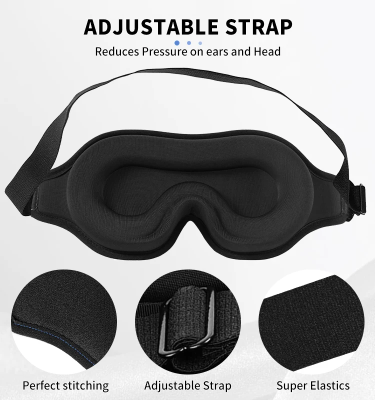 3d Contoured Memory Foam Eyemask Black Custom Logo Travel Eye Sleep