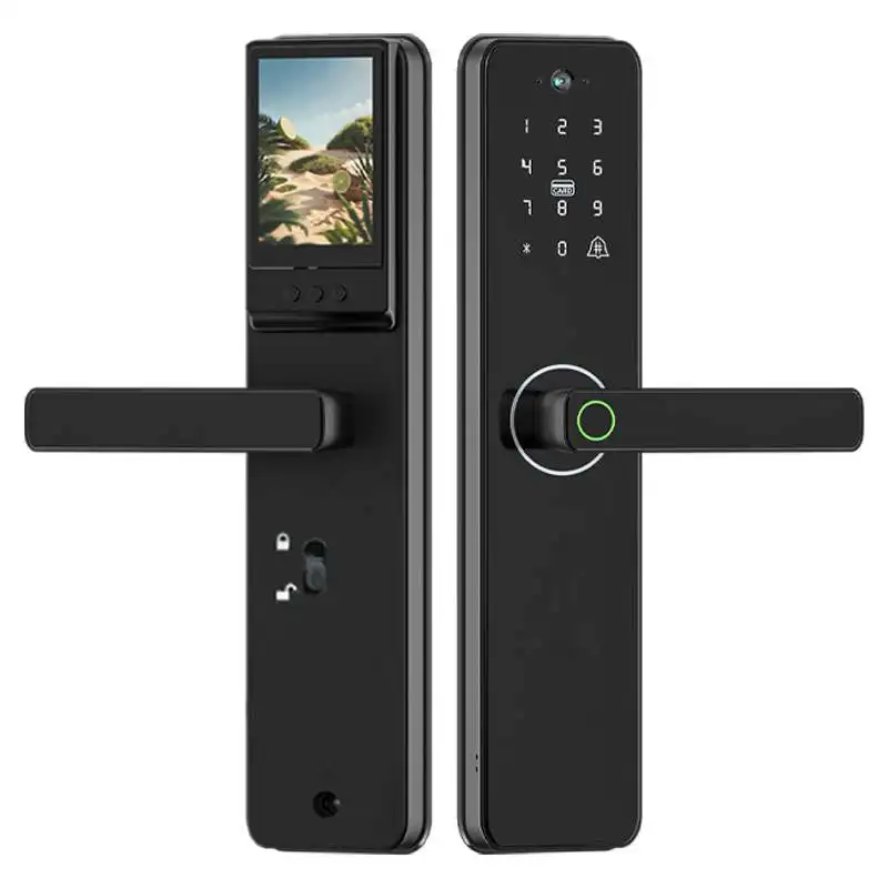 Electronic Fingerprint Camera Smart Door Lock Tuya App Sim Card Mobile Phone Control Gsm Digital Door Lock with Key