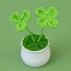 Two-sprig four-leaf clover pot-bud green