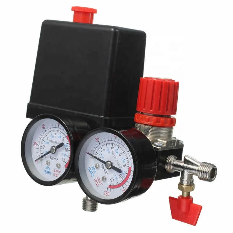 Air Compressor Pressure Control Switch Valve Manifold Regulator w/ Gauges Relief 
