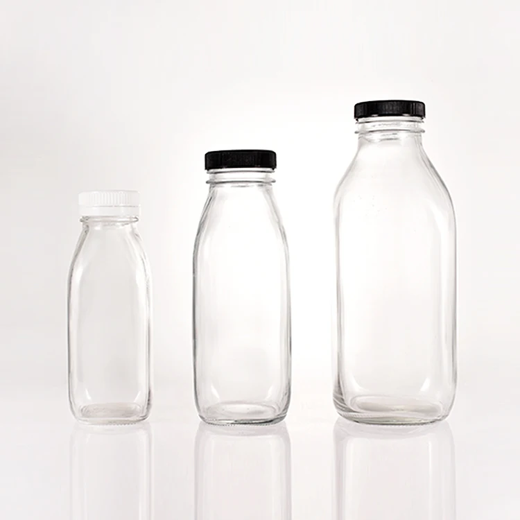 Bouteilles De Lait En Verre 1 Litre - Lot De 5 - Bouchon à Visser Métal - Ouverture Large - Design Rétro - Pour Lait, Jus, Smoothie