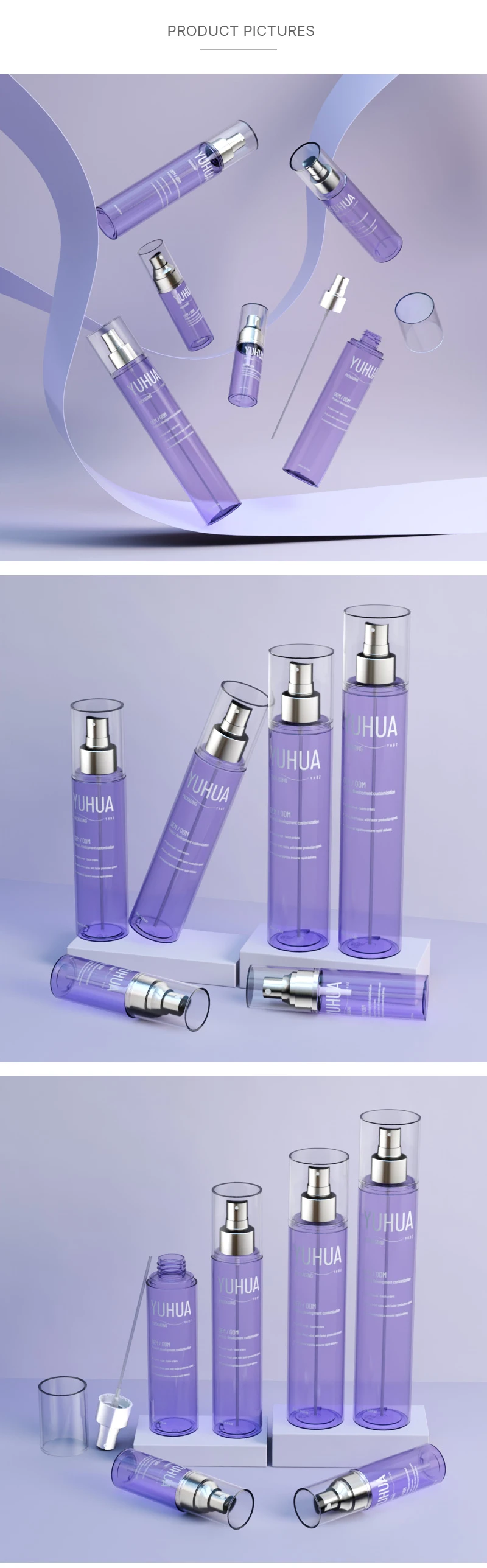 Premium Custom 40ml-300ml PET Plastic Mist Spray Bottle with Electroplated Surface and Fine Mist Sprayer for Cosmetic Use