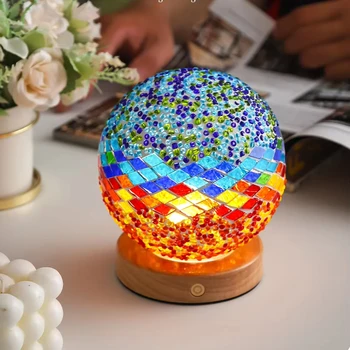 Lighting Plaza China LED Light Manufacturing Turkiye Mosaic Table Lamp Home Decor Luxury Mediterranean Night Light