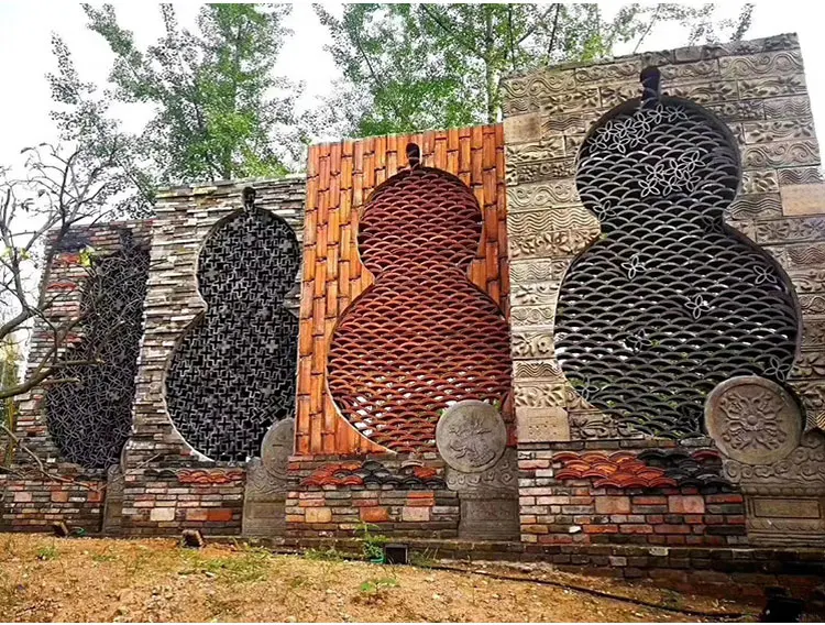 Chinese Courtyard Decorative Semi-Circular Parquet Tile Interior Exterior Landscape Garden Partition Vertical Design Roof Tiles