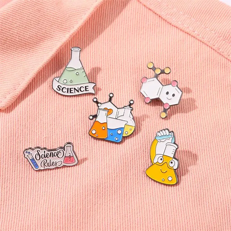Science Brooch Alloy Jewelry: Science Experiment Badge - Custom Brooches
