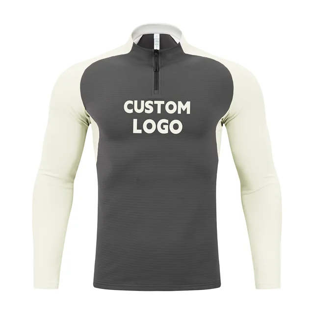 Customized logo compression T-shirt zipper design factory spot wholesale quick drying breathable fitness long sleeved T-shirt