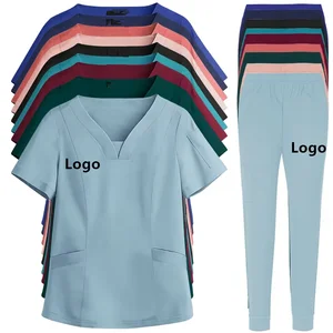 High Quality Spandex Stretchy Knitted Doctors Nurses Medical Scrub Uniform Sets for Hospital Use