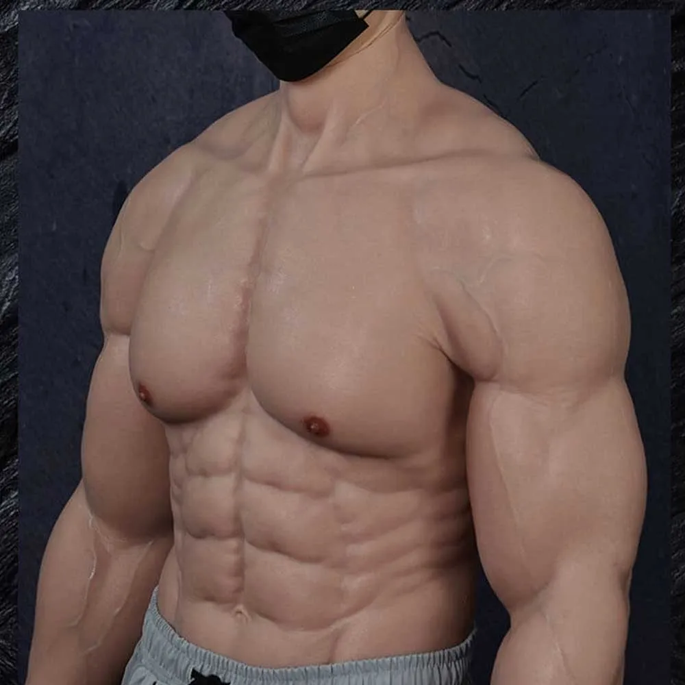 Realistic Silicone Muscle Simulation Suit Fake Woman to Man Cosplay Boy to Girl Macho Body Suit Costume Crossdressing