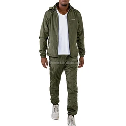 OEM Custom Polyester Nylon Zipper Two Pieces Jogger Sweatsuits Tracksuit Windbreaker Set for Men