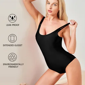 4 Layers Menstrual One-Piece Casual Period Swimsuit Solid Bathing Set Swimming Beach Incontinence Menstrual Swimwear