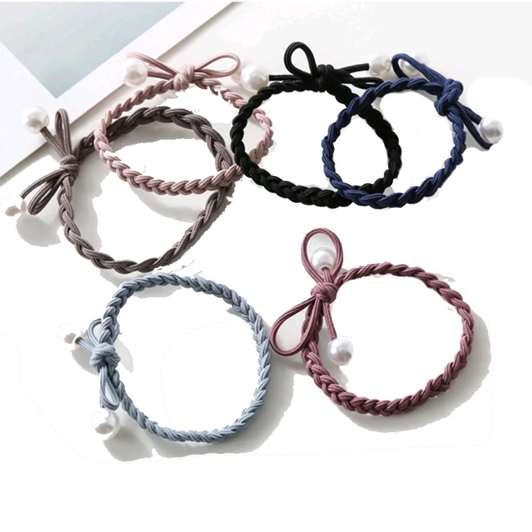 Модные высокоэластичные резинки для волос однотонные жемчужные эластичные