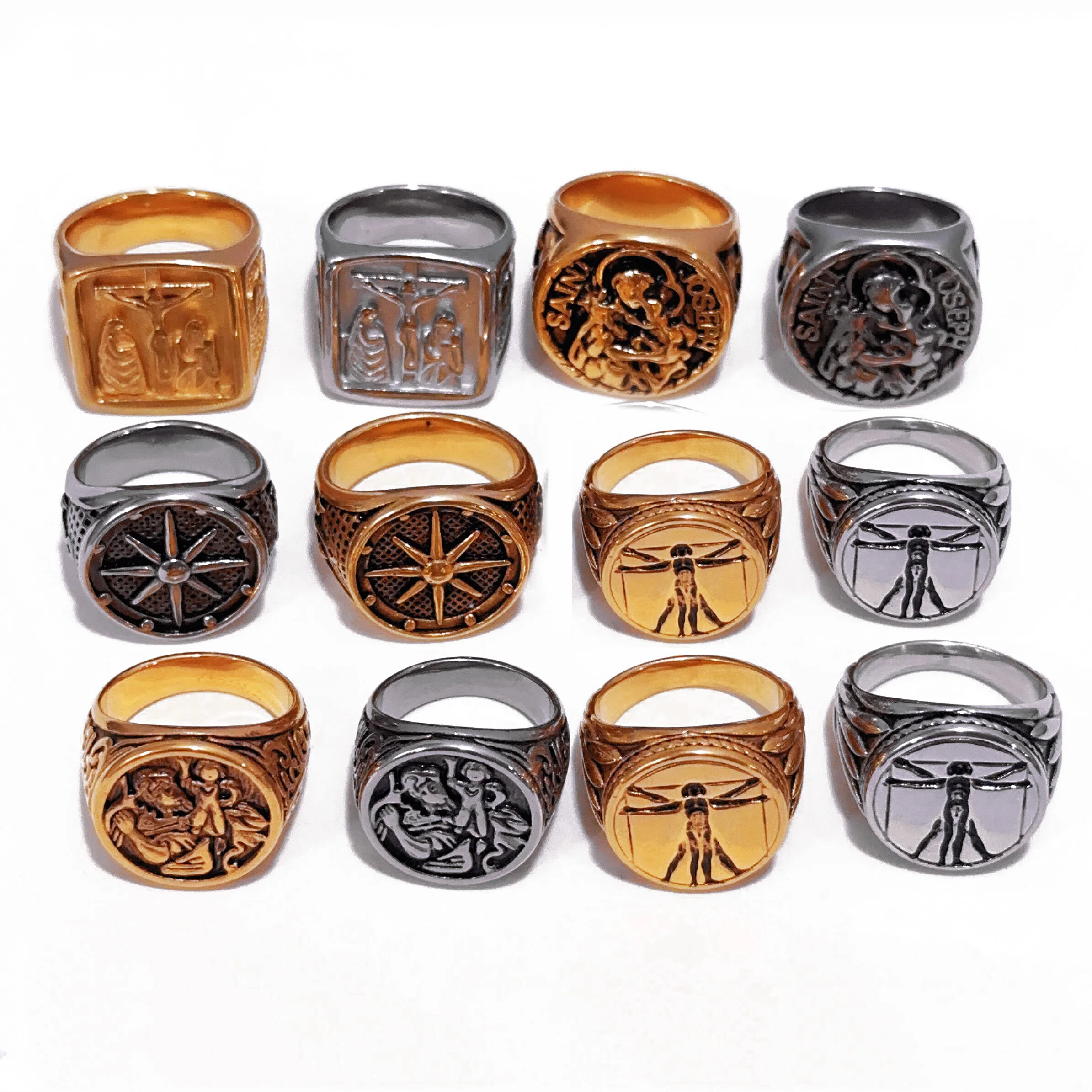 Custom Signet Rings For Men Women | Stainless Steel Biker Ring Photo Text Engraving Gift