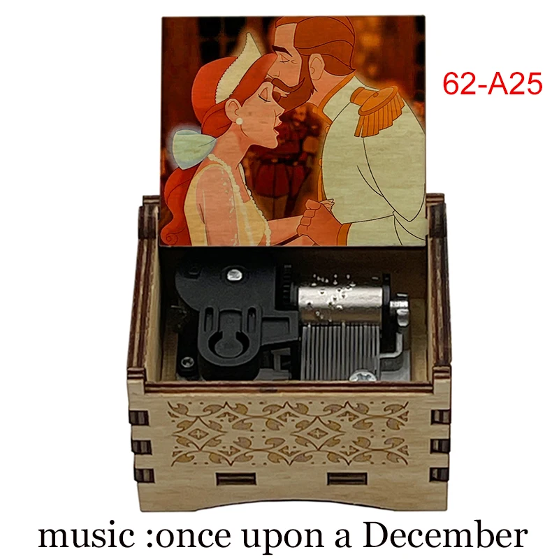 Anime Wood Anastasia Music Box Automatic Wind up Theme Once Upon a December Kids Girls Friends Birthday Gift Party Toy With Logo