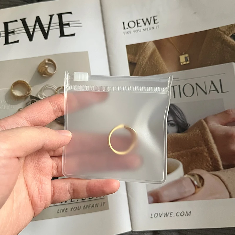 Custom Plastic Bag With Logo Clear Frosted Zipper Jewelry Pocket Dust