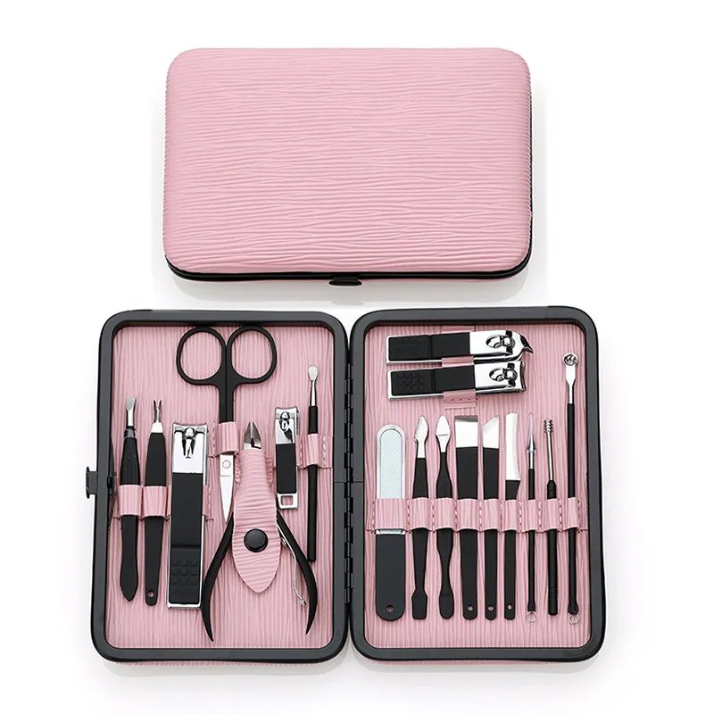 Factory Direct Sales Pedicure Tool Manicure Set 18 Black Nail Clipper Travel Set