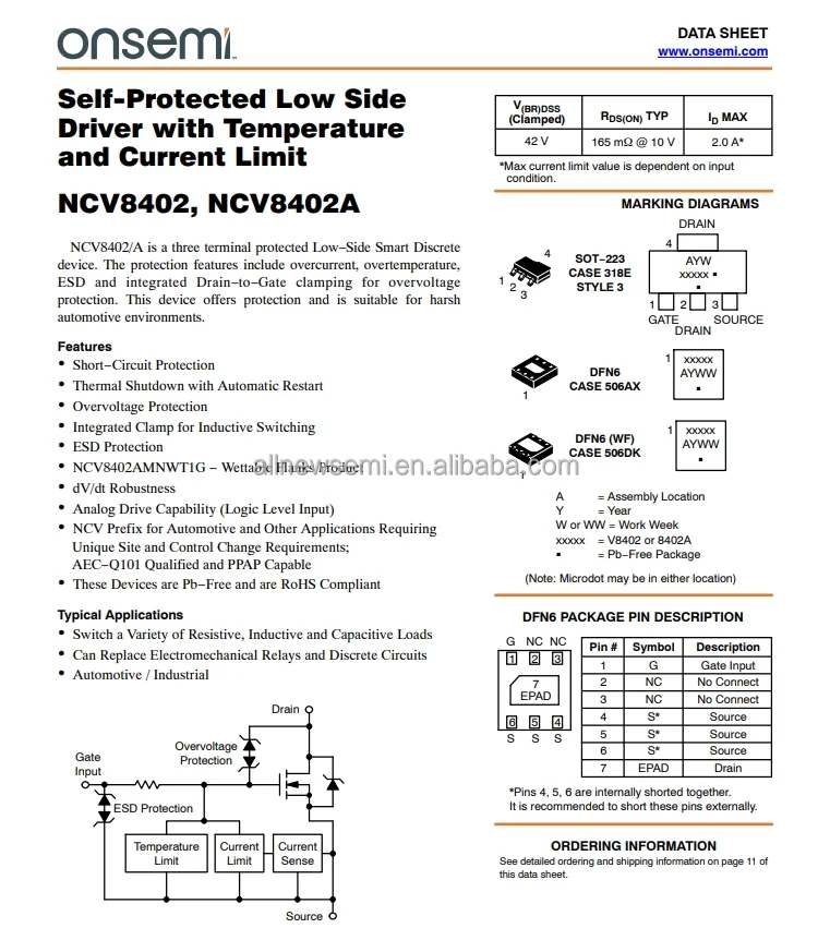 Hot sale Original NCV8402ASTT3G IC PWR DRIVER N-CHAN SOT223 Power Switch/Driver N-Channel 2A SOT-223 (TO-261)