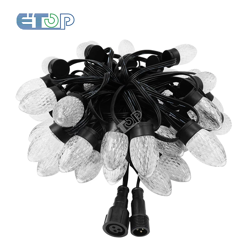 2024 New C9 Programmable SMD5050 Pixabulb WS2811 12V Holiday Lighting  Led Christmas Lights with 3 Core Waterproof Plug