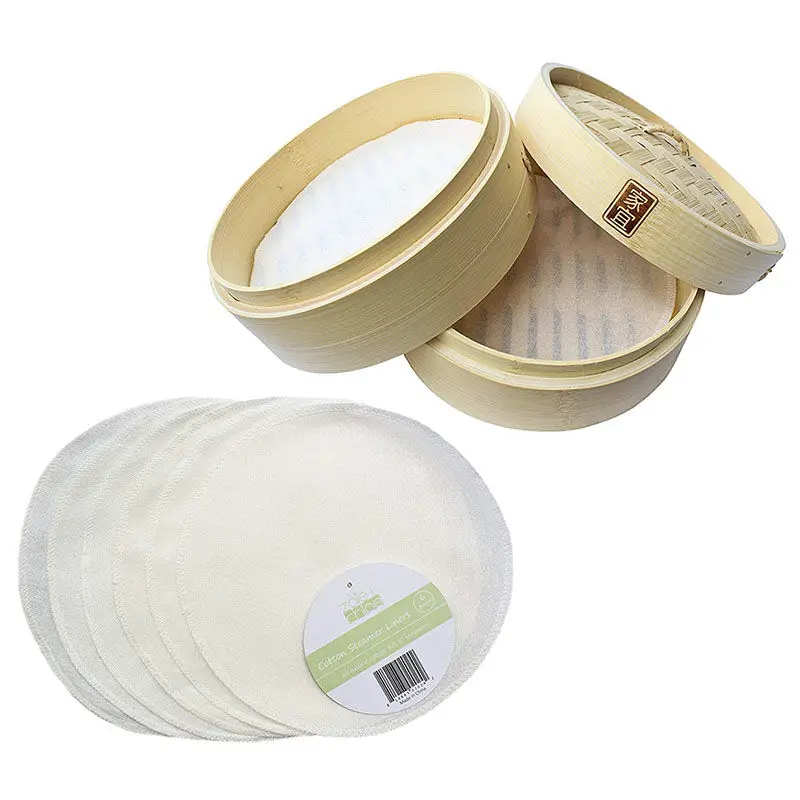 Bambus Eco-Friendly 2-Layer Bamboo Baozi Steamer Square Shape Nature Dimsum Chinese Foods for Breakfast Shop Wooden Baozi