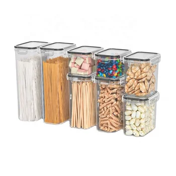 8-24Pcs Set Bpa-Free Airtight Plastic Stackable Kitchen Organizer Cereal 8pack Dry Food Storage BIn Box Leak-proof Container