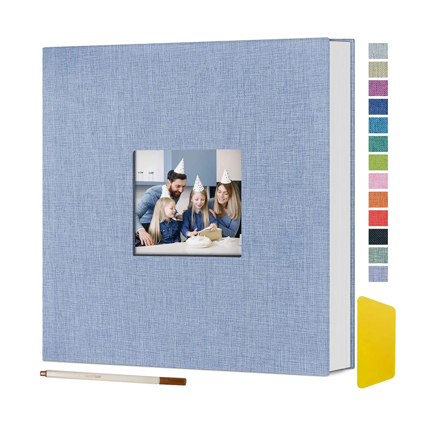 Wholesale Linen Cover Family Photo Album Self Adhesive Paper Card Slip In Pages Matted Photo