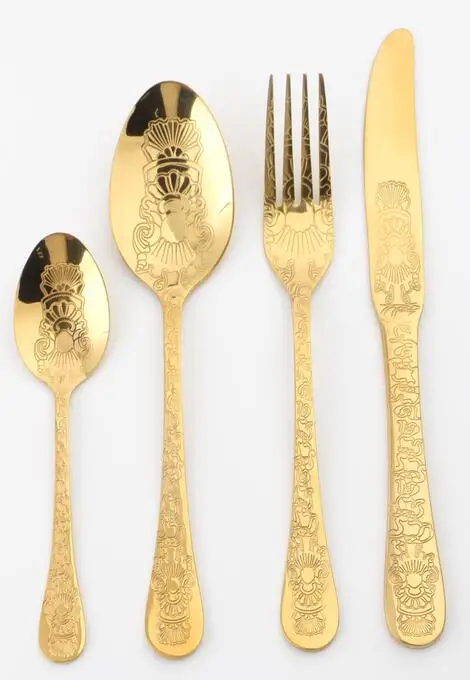 Zara Home Embossed Cutlery - Gold Stainless Steel Set
