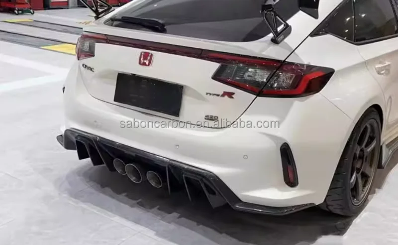 Aggressive Carbon Fiber Rear Bumper Diffuser Lip for Honda Civic Type R FL5