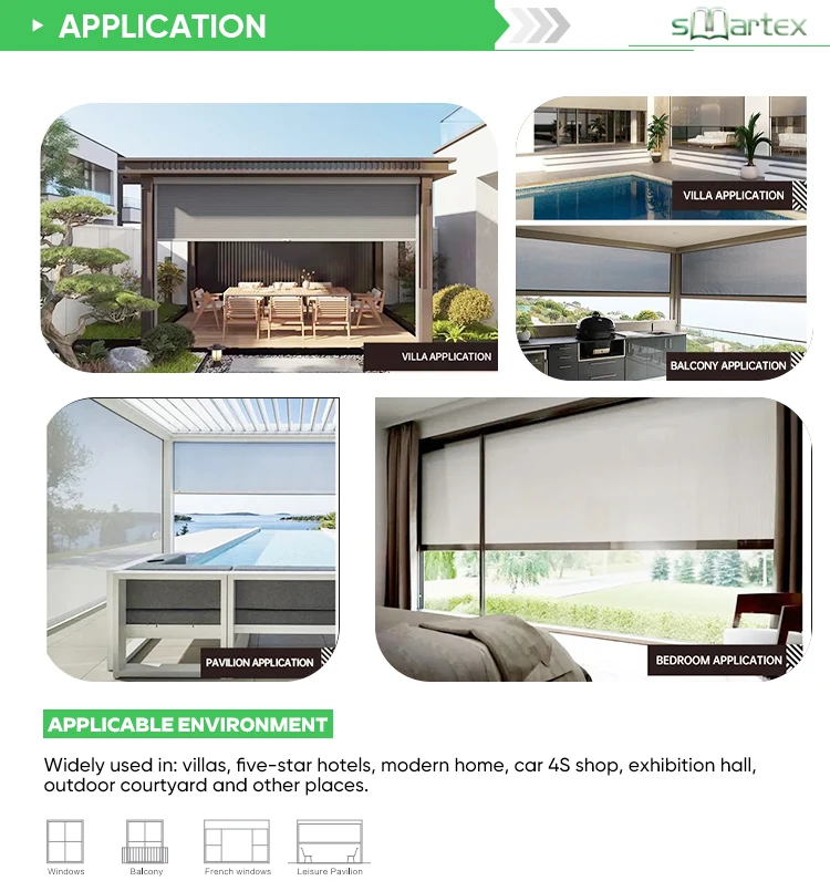 China Design Mechanism Manual Zip Track Waterproof Outdoor Manual Roll up Blinds for Patio Balcony