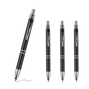Wholesale Multi-color Aluminum Rod Press Metal Ballpoint Pen With Printed Laser Customized Logo for School Office Supplies