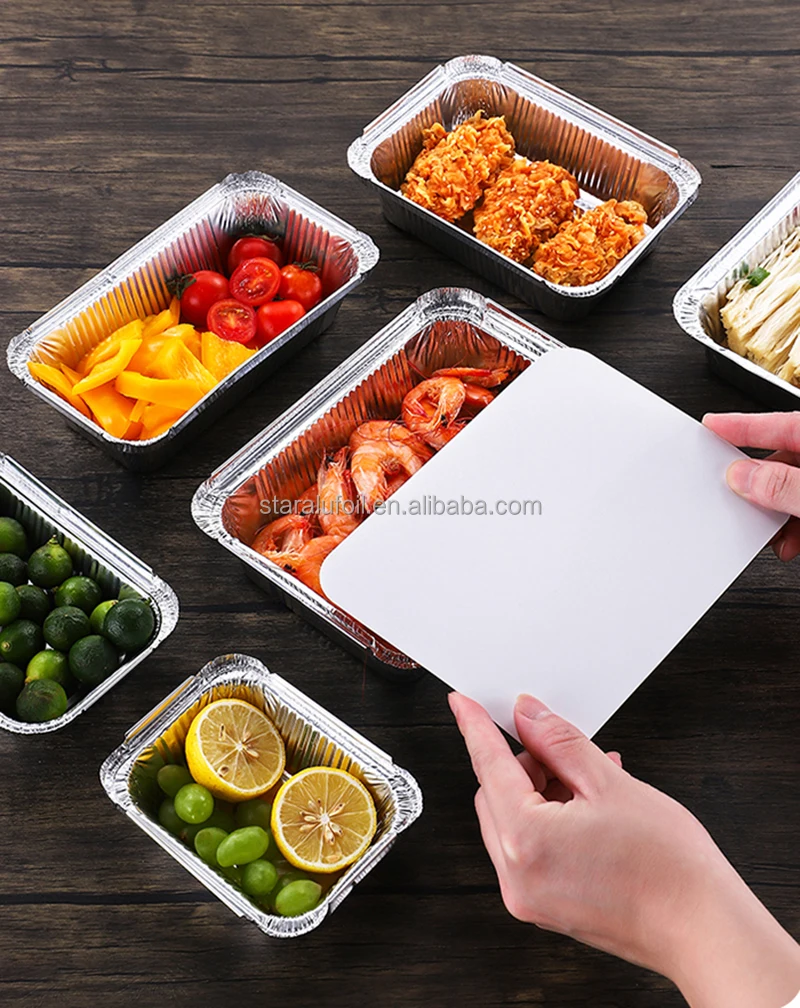 Aluminum Foil Takeaway Meal Box With Lids Foil Catering Roast Baking Tray Disposable Cake Cups