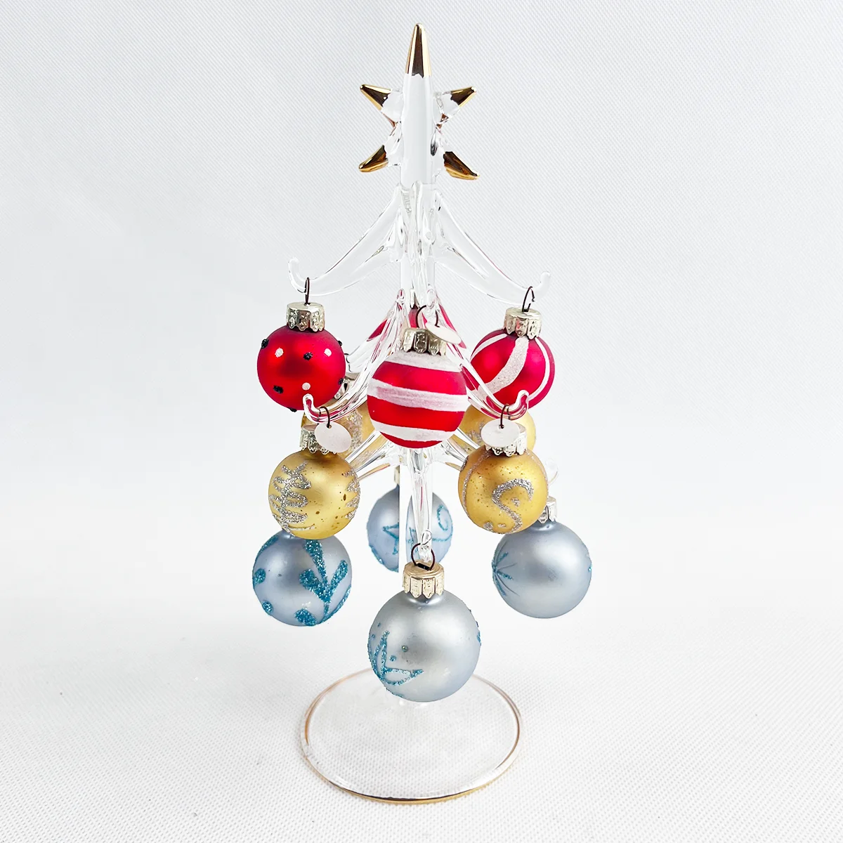 Winter holiday table centerpieces decoration tree wholesale tiny desk glass Christmas tree with charms details