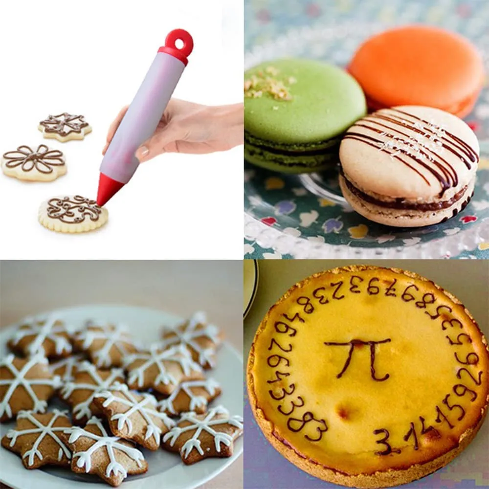 Cake Decorating Tools with 4 Patterns of Icing Piping Pen Tips for Cake Icing Cake Decorating Pens Kit