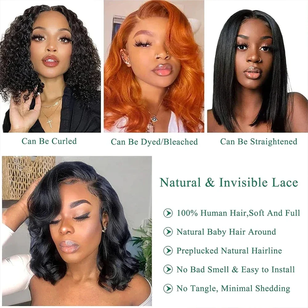 Brazilian Body Wave Short Bob Frontal Human Hair Wig_voghion.com