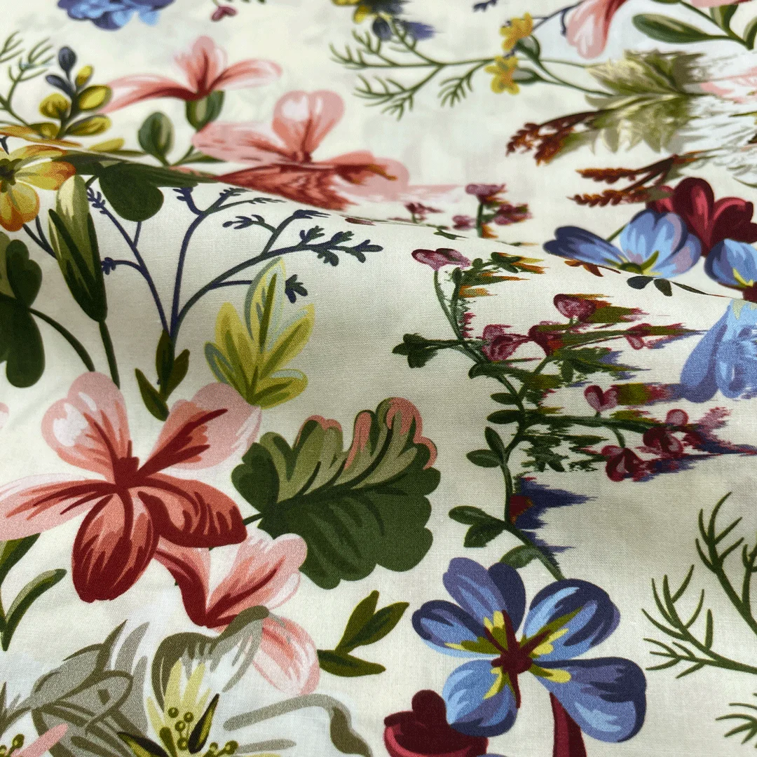 Высокое Качество No MOQ индивидуальный дизайн цифровой печати легкий 100% хлопок 60S цветочная ткань для