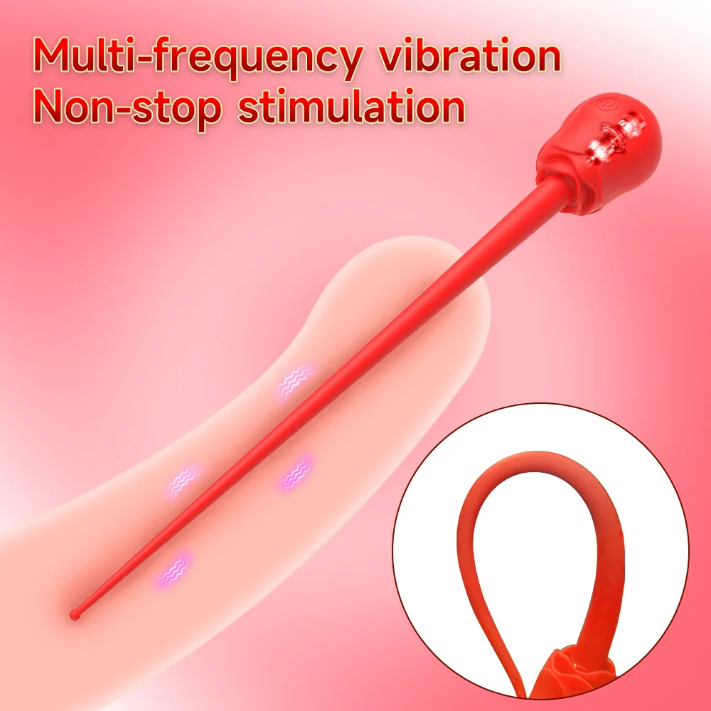 Mini Rose Vibrator Sex Stimulator Toy for Women Men,Vibrating Urethra Sound  10 Vibration Modes Silicone Penis Plug,Adult Sex Toy