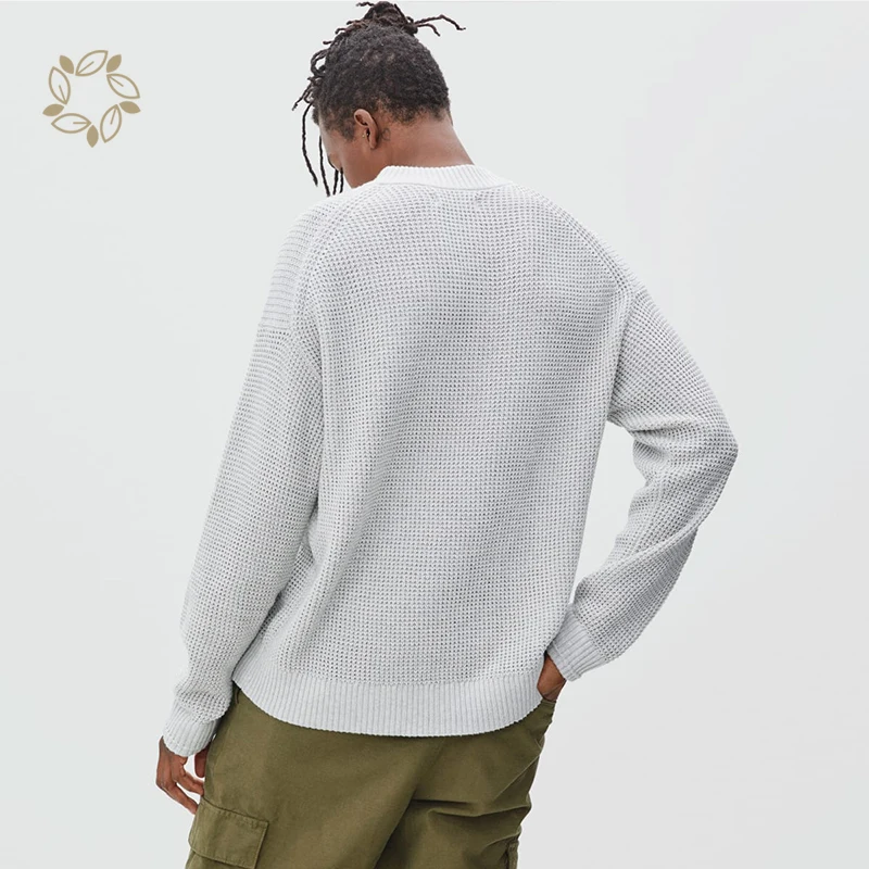 Sustainable Waffle Knitted Sweater Eco Friendly Sweater for Men