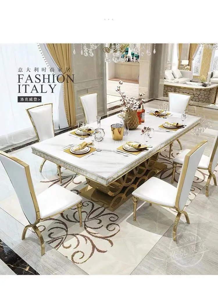 Italian High End Dining Room Furniture Stainless Steel Dinning Table