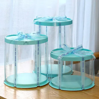 Pvc Transparent Baking Package 6 8 12 Inch Round Cake Box Bakery Packaging Supplier