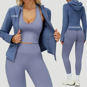 Custom Colors Gym Clothes Hooded Jacket with Fleece Slim Pocket Zipper Jacket Outdoor Casual Sports Warm Jacket