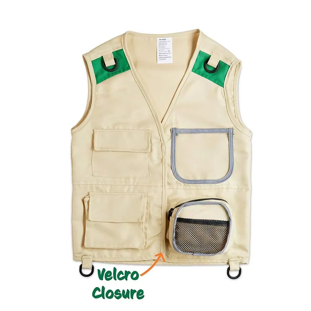 Backyard Safari Vest and Costume with Kid Explorer Kit for Kids Dress Up,  Park Ranger,Paleontology, Zoo Keeper,Camping, Fishing