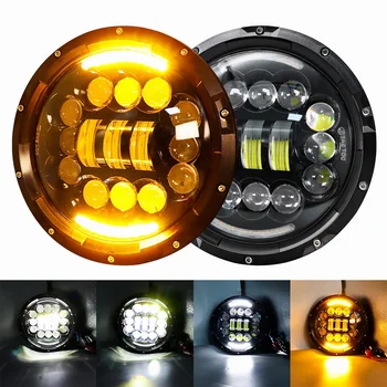 RTS 1Pair Upgraded 7 inch LED Headlights With DRL and Turn Signal Compatible with Je-ep Wrangler JK TJ CJ H6024 LED Headlight