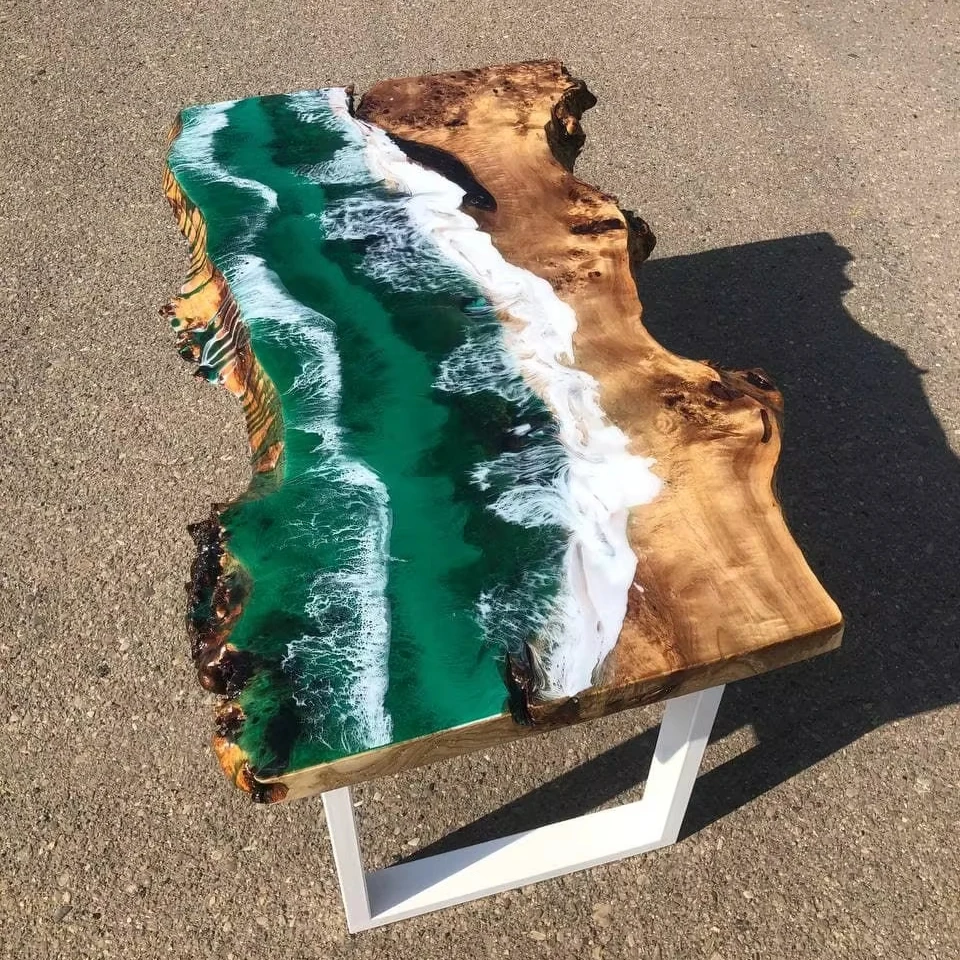 Ocean Resin Epoxy Table Top Wood River Office Table Epoxy Resin Solid Wood clear River Dining Table
