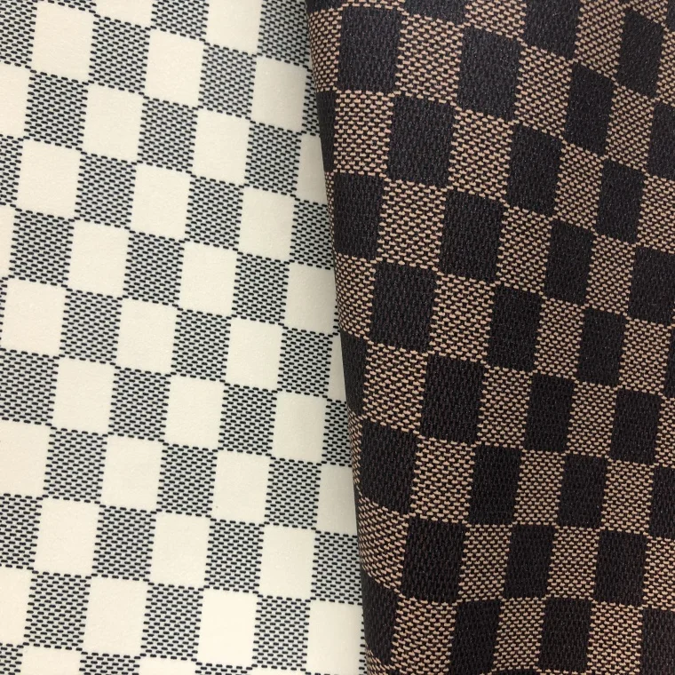 Popular Texture Square Grid Decorative Plaid Pattern PU Woven Leather for Floor Doormat Door Mat Phone Case Bag Fabric