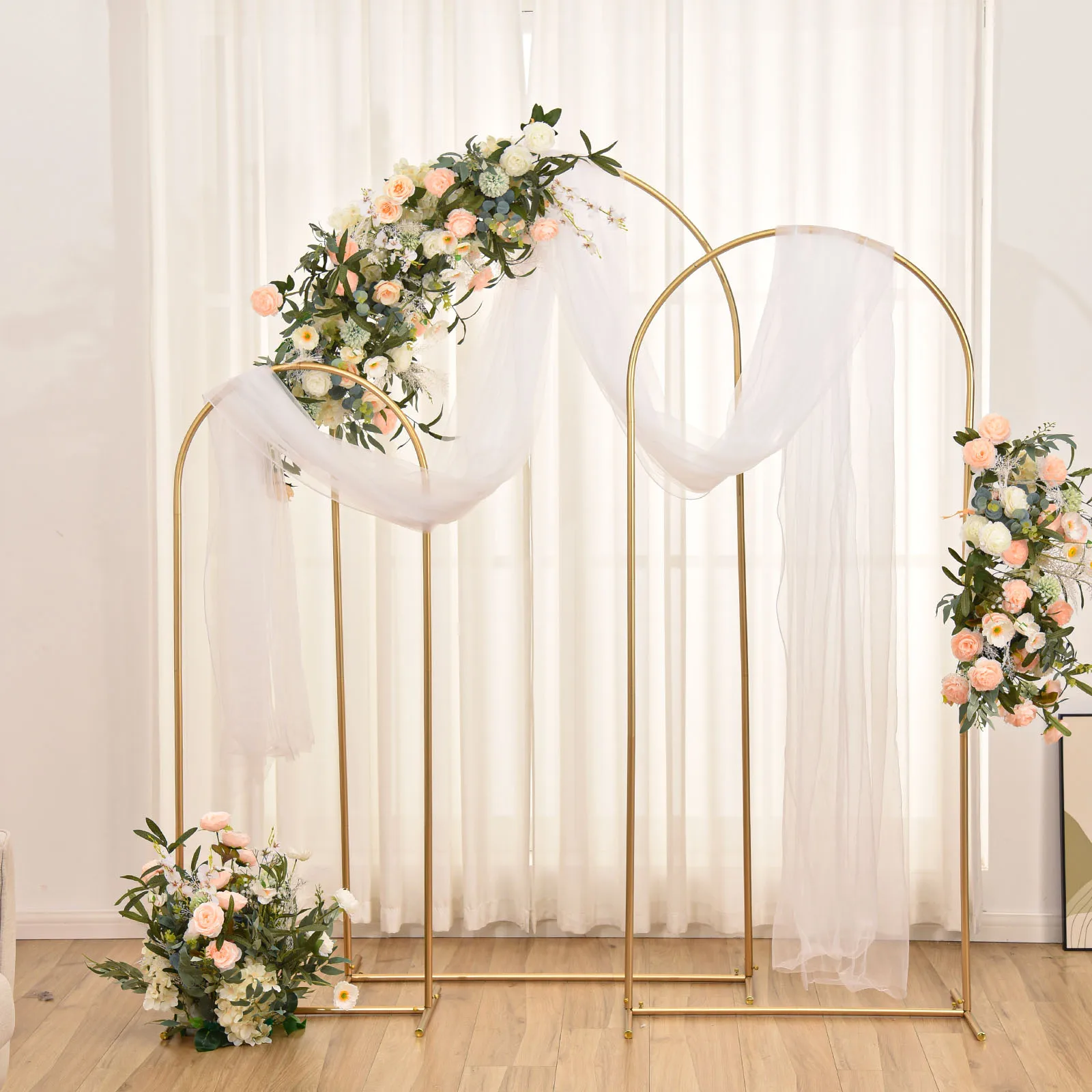 Set Of 3 Metal Wedding Arch Backdrop Stand Gold Arbor Stand For ...