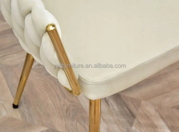 Woven Leather Chairs Beige Velvet Dining Chair Gold Legs Modern Comfort
