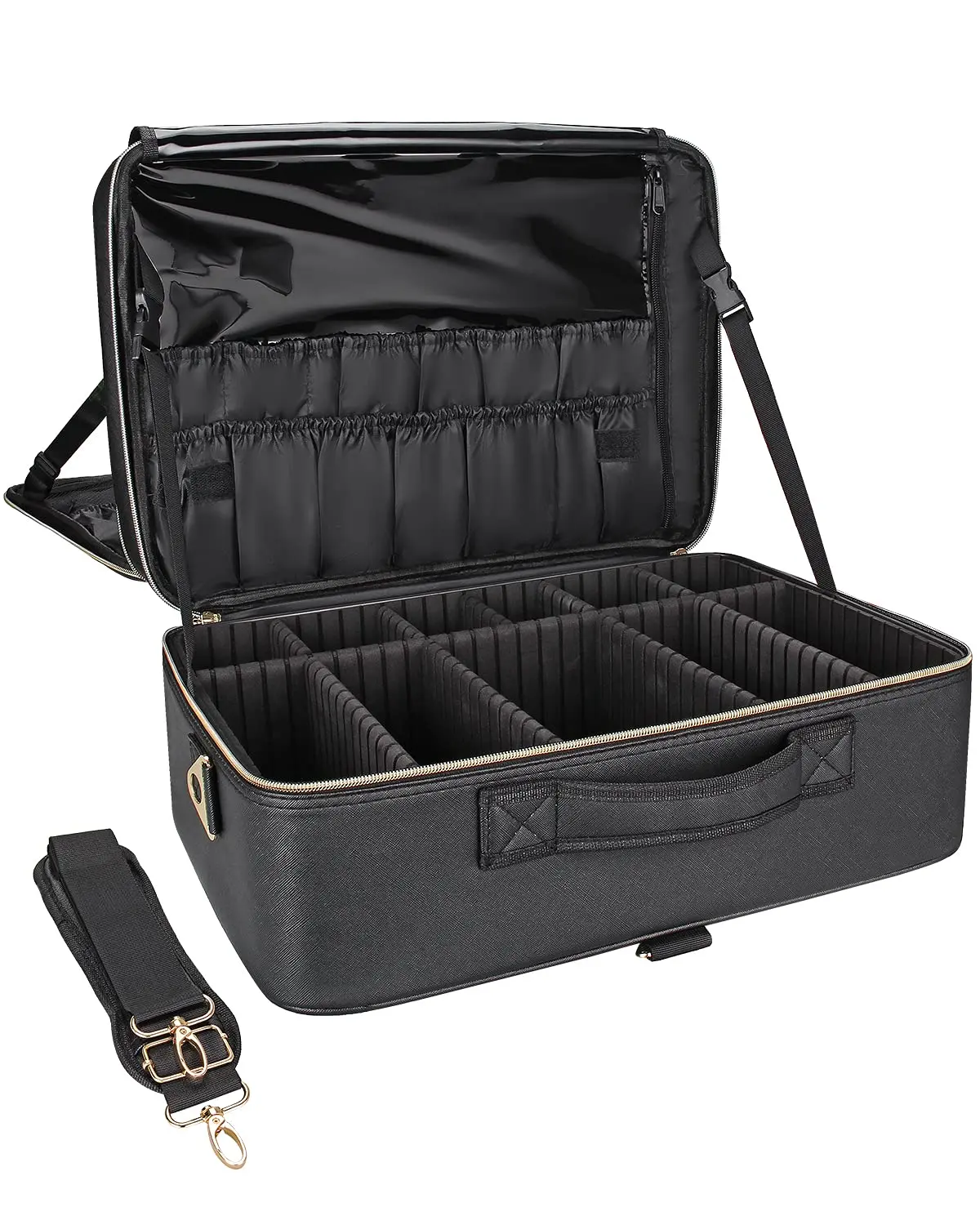 Relavel Kosmetiktasche Für Make-up-Pinsel – Mit Rollfunktion, Aus Leder, Inklusive Transparenter Tasche