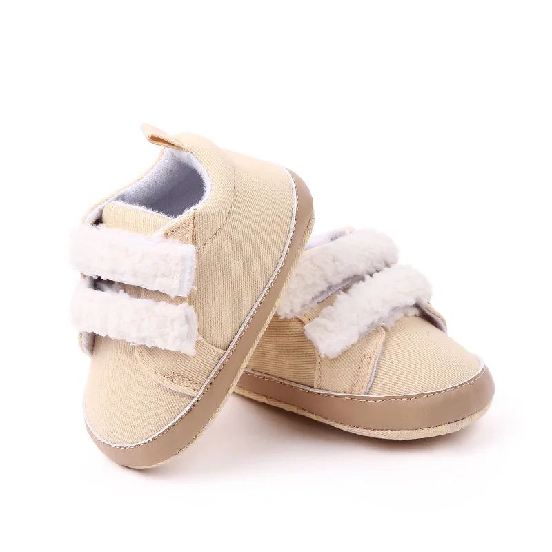 Spring Autumn Plush Hook&loop Soft PU Leather Baby Newbron Shoes for Boys and Girls details
