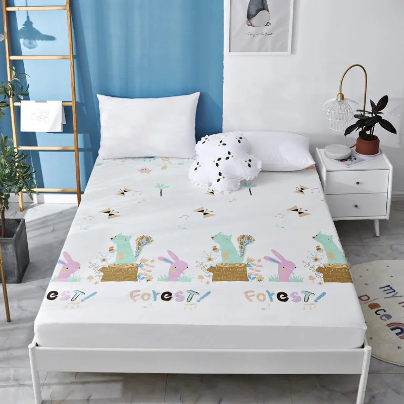 По индивидуальному заказу; Одежда; Матраса мультфильм печатных простыня на резинке 100% хлопок кроватки водонепроницаемый защитный чехол для матраса