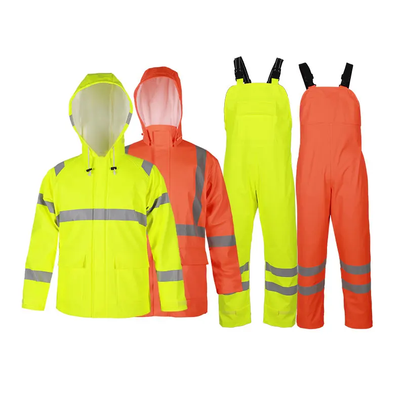 OEM hi vis yellow reflective raincoat